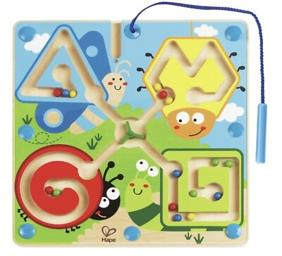 #ad Hape Wooden Magnetic Bead Maze Best Bugs w Magnet Wand Insects Toy Puzzle $14.99