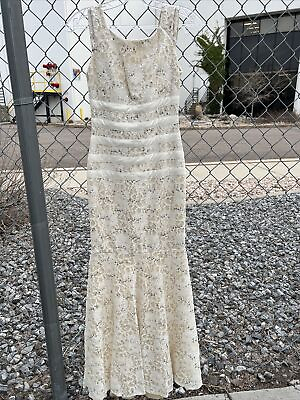 #ad Eureka Fashion Formal Beige Lace Sequin Mermaid Long Gown Small $50.00