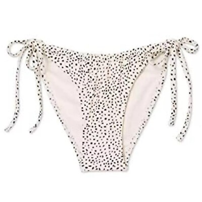 #ad Xhilaration Juniors High Leg Scoop Waist String Bikini Bottom Polka Dot XS M L $11.49