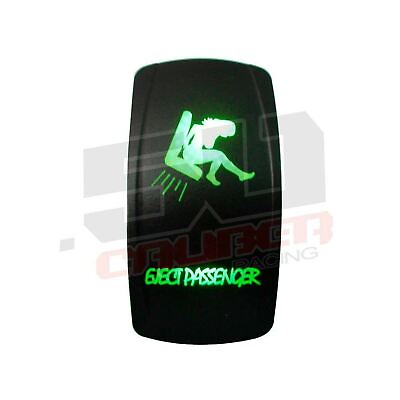 #ad quot;Eject Passengerquot; 20a 12V or 24V On Off Rocker Switch Waterproof Design Green $21.99