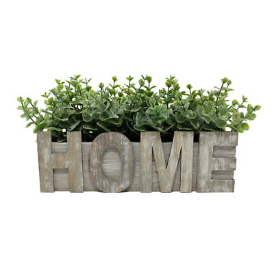 #ad 6.8quot; Artificial Eucalyptus Greenery Plant With Wood Box in Grey $13.48