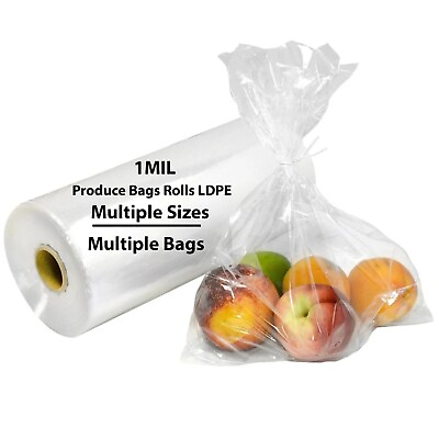 #ad 1Mil Low Density Produce Rolls All Size LDPE Clear Produce Grocery Fruits Bags $469.01