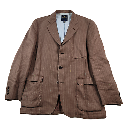 #ad Brooks Brothers Irish Linen Sport Coat Men#x27;s Large Brown Stripe $64.49