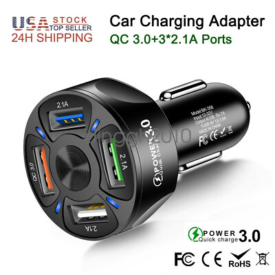 #ad QC3.0 Car Charger USB Fast Charging Cigarette Lighter Adapter for Samsung iPhone $5.27