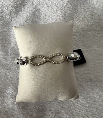 #ad New Dots Silver Tone Beaded Elastic Infinity Knot Bracelet. $1.49