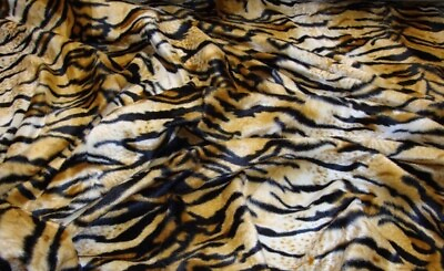 #ad Siberian Tiger Gold Velboa upholstery Fabric per yard 60” wide $14.95