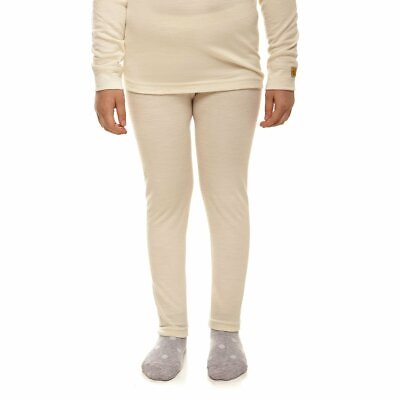 #ad Natural Merino Wool Kids Base Layer Pants * Thermal Leggings 160 Natural $39.95