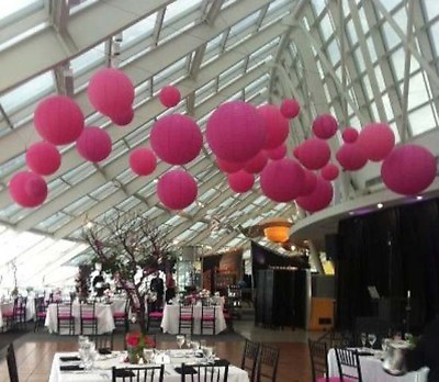 #ad 14x 30cm hot pink paper lanterns engagement wedding party baby shower decoration AU $40.65