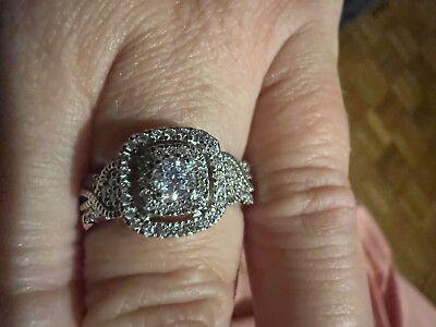 #ad Diamond engagement ring princess cut white gold $550.00