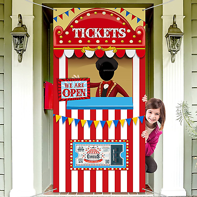 #ad Carnival Circus Theme Party Decorations Photo Door Banner Ticket Booth Polyeste $15.36