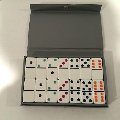 #ad Double SIX Dominoes By Cardinal Jumbo Color Dot Vintage Vinyl Case $6.00