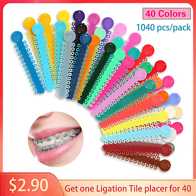 #ad #ad 1040Pcs Dental Orthodontic Ligature Ties Braces Elastic Rubber Bands 40 Colors $2.70