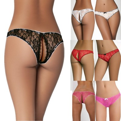 #ad Women Sexy Panties For Ladies G String Open Lace Thongs String Briefs Underwear $3.59