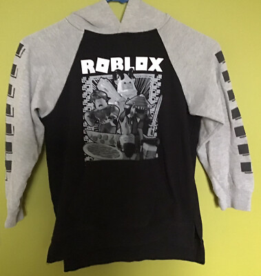 #ad Roblox Kids Sweatshirt With Hoodie Size Small 8 Gray Black $10.00