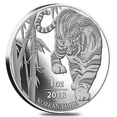 #ad 2018 1 Oz Silver South Korean TIGER BU Coin. $59.95