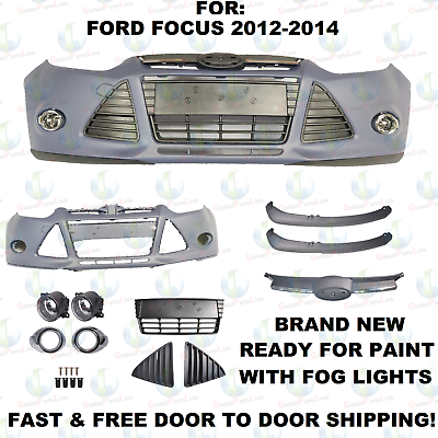 #ad For 2012 2014 Ford Focus Front Bumper Cover amp; Front Grille Fog Lights Assembly $154.00