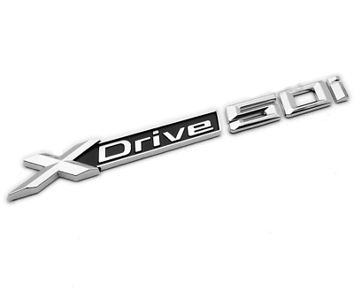 #ad xDrive 50i Chrome amp; Black Emblem 3D For BMW Trunk Badge Genuine Sizing X Drive $12.98