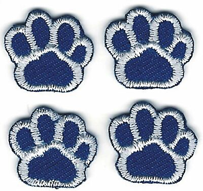 #ad Lot of 4 Blue White Dog Animal Paw Print Embroidery Patch $2.49