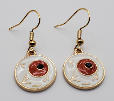 #ad Halloween Red Eyeball fishhook earrings $2.49