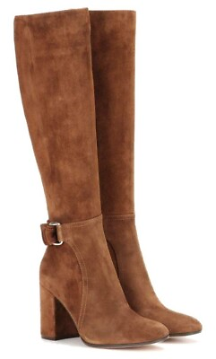 #ad Gianvito Rossi $1200 Rust Suede Knee High Buckle Boots 38.5 8.5 8 $199.99