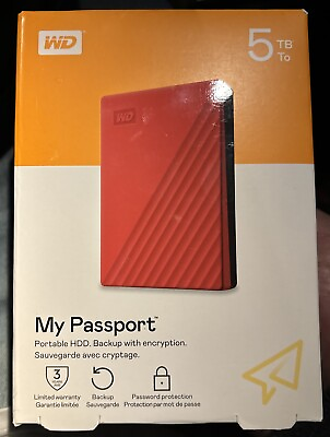 #ad WD My Passport 5TB 2.5” Portable External HDD Red $80.00