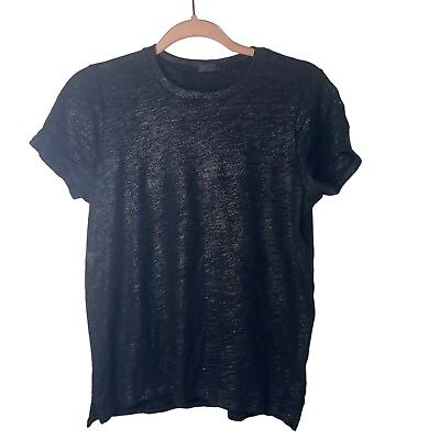 #ad Atm Womens Tee Shirt Size Medium Black Metallic Short Sleeve Crew Neck $60.59