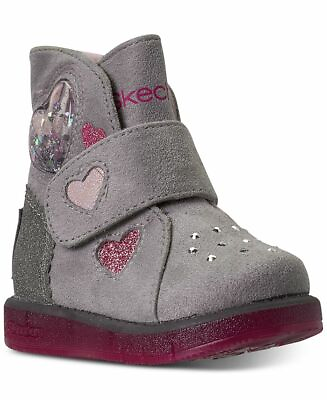 #ad Toddler Skechers Cozy Sweetheart Light UP Boot 20279N Gray 100% Original New $33.74