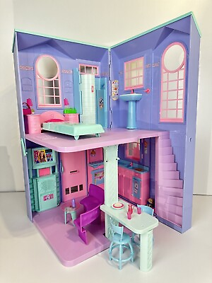 #ad Barbie Talking Townhouse 2006 Forever Townhouse Folding House Furniture amp; Access C $49.65