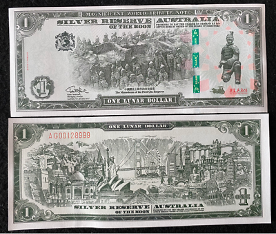 #ad Australia 1 Lunar Dollar Terra Cotta Warriors Silver Reserve World Paper Money $6.25