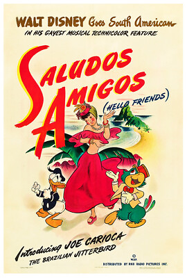 #ad Saludos Amigos Donald Duck 1942 Walt Disney Cartoon Movie Poster $10.99