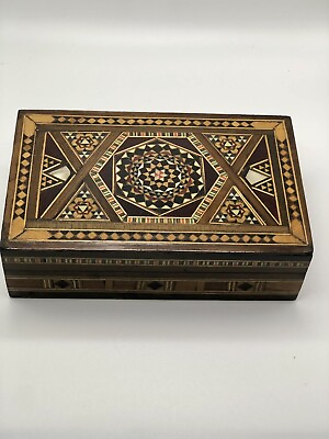 #ad Micro Mosaic Wooden Box Velvet Lined. Handcrafted Jewelry Trinket Box $37.98