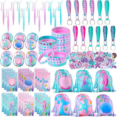 #ad 140 Pcs Mermaid Party Favors for Kids Include Mermaid Silicone Bracelets Mer... $53.08
