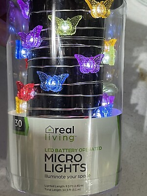 #ad Real Living Led Battery Butterfly String Lights Warm Multicolored 9.3 Ft $17.99