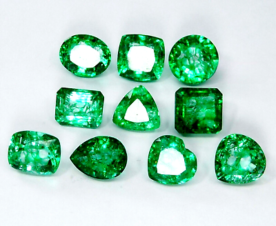 #ad 105 Ct Natural Certified Colombian Green Emerald Loose Gemstones Mix Cut Lot $73.31