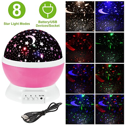 #ad LED USB Night Light Baby Kids Moon Star Sky Projector Lamp Rotating Cosmos Gift $10.19
