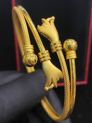 #ad Classy Dubai Handmade 26.55MM Bangle Bracelet In 916 Solid 22K Yellow Gold $3864.00
