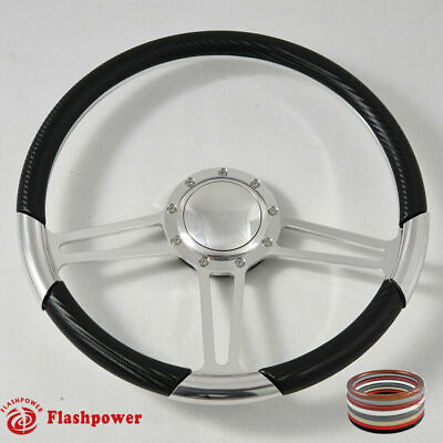 #ad 15.5quot; Polished Billet Carbon Vinyl Wrap Steering Wheels GTO GM Impala W Horn $200.50