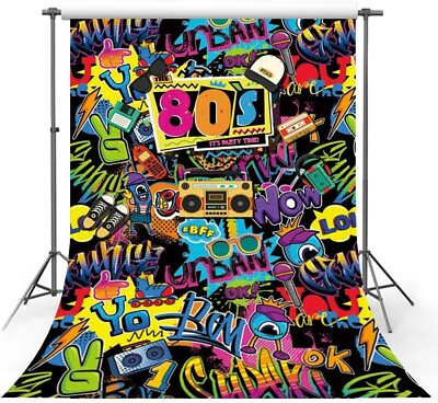 #ad MEHOFOTO Hip Hop Back to 80s Themed Adult Birthday Party Banner 5x7ft $26.95