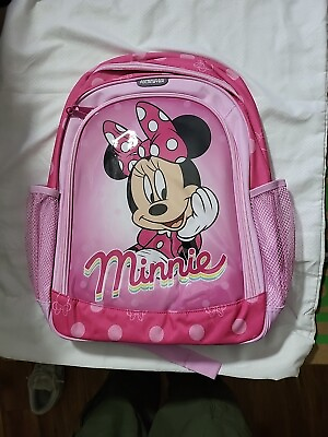 #ad Disney Backpack Minnie Mouse Pink Polka Dots American Tourister Brand New $29.99