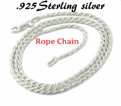 #ad Sterling Silver Necklace Diamond Cut Rope Chain 1.2mm 925 Sterling Silver Rope $9.99