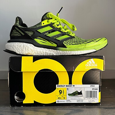 Adidas Energy Boost Neon Green Solar Slime Men#x27;s Size 9.5 Worn Lightly w Box $49.99