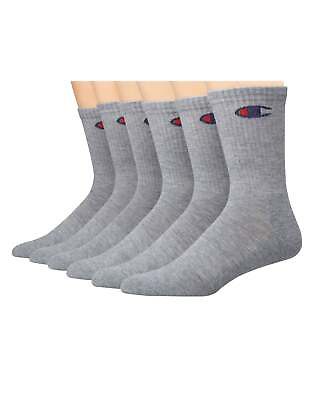 #ad #ad Champion Mens Crew Socks 6 Pack Arch support Cushioned Soft Assorted sz 6 12 $15.00