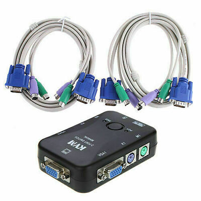 #ad 2 or 4 Port USB PS2 KVM VGA Switch with 2 or 4 Set Cable For Mouse Monitor PC $19.99