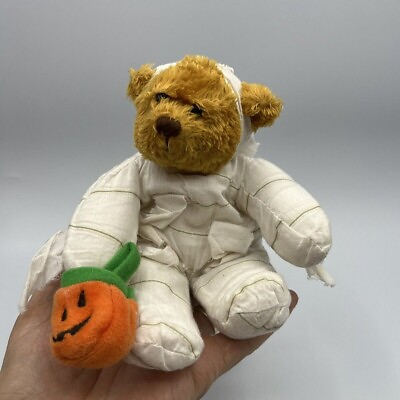 #ad Plushland Bean Bags Halloween Mummy Bear with Pumpkin 8quot; Plush Stuffed Animal $14.24