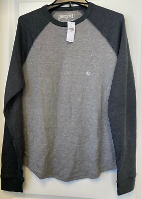 #ad American Eagle AE Mens Super Soft Long Sleeved Thermal Shirt Gray Medium NWT $12.90