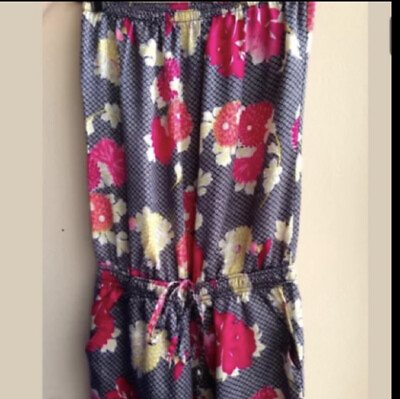 #ad Womens Floral Strapless Jumpsuit sz M $12.96