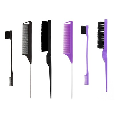 #ad 3Pcs Pick Teasing Brush Set Hair Highlighting Comb Barber Shop Hair dying Tool $5.23