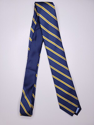 #ad Tommy Hilfiger Mens Formal Necktie 59quot;Lx2.5quot;W Navy Gold Neck Tie $16.00
