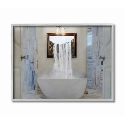 #ad Bathtub Waterfall Abstract Bathroom Photograph Gray Framed Art Print Wall Ar $20.02