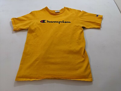 Champion Medium Full Embroidered Spellout Yellow Short Sleeve $14.99